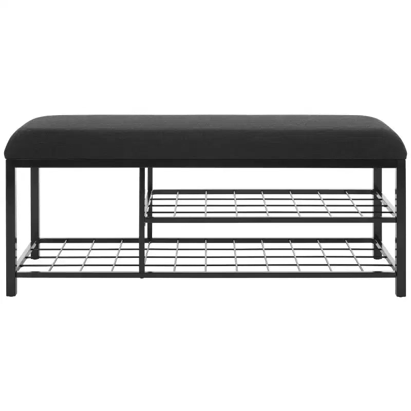 Panca a giorno con cuscino, nera, design minimalista