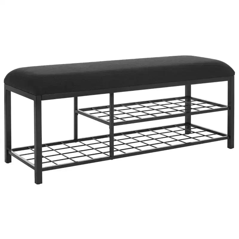Panca a giorno con cuscino, nera, design minimalista