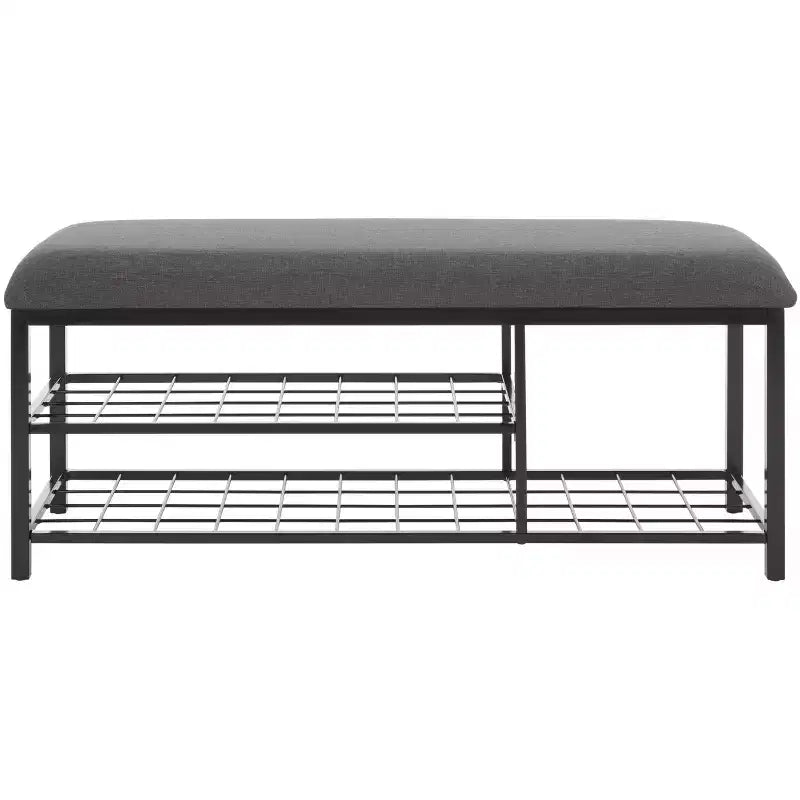 Panca a giorno con cuscino, nera, design minimalista