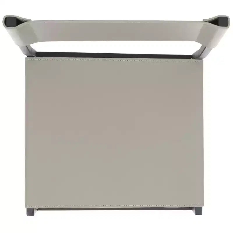 Sgabello da bancone con schienale medio e poggiapiedi, struttura in ferro, seduta in pelle, altezza 26"