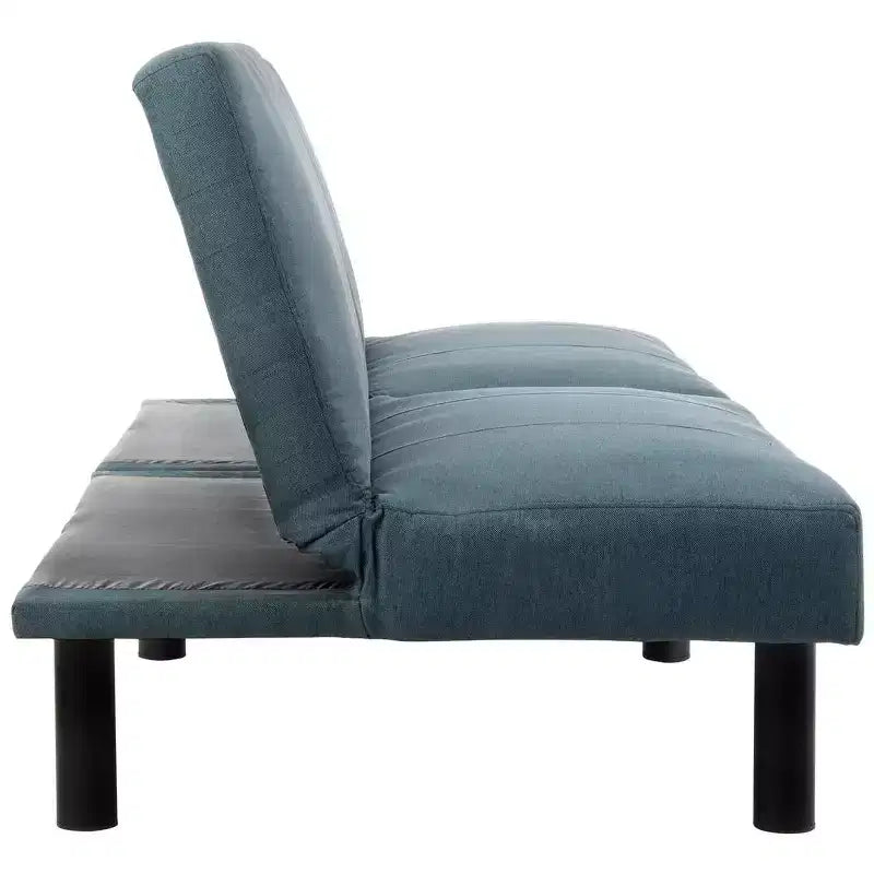 Divano Letto Futon Pieghevole, Blu Scuro e Nero