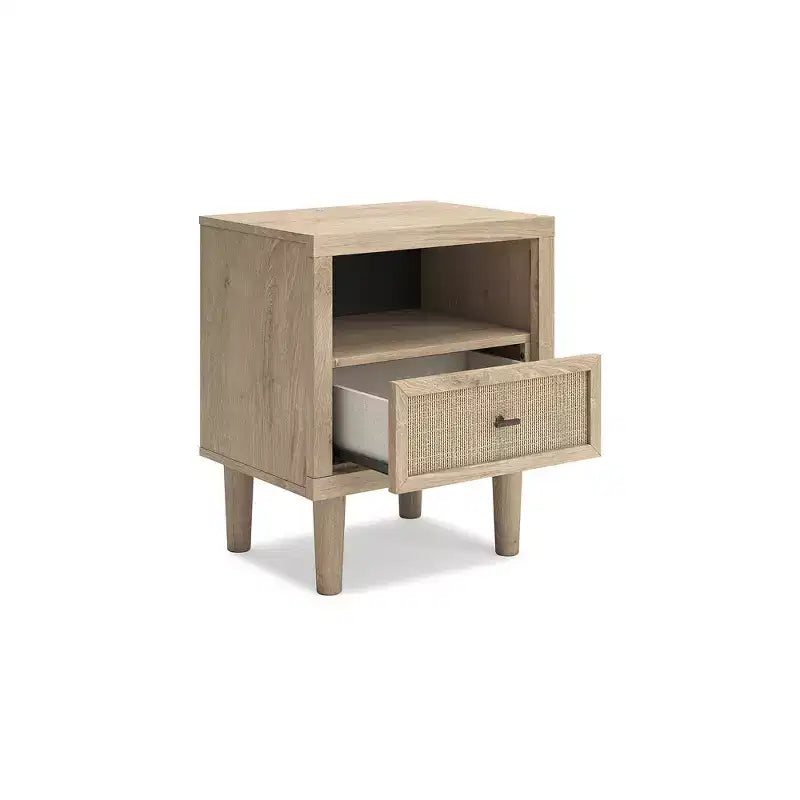 Comodino a 2 cassetti con porta di ricarica USB, marrone bicolore