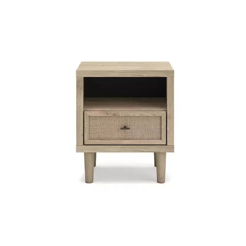 Comodino a 2 cassetti con porta di ricarica USB, marrone bicolore