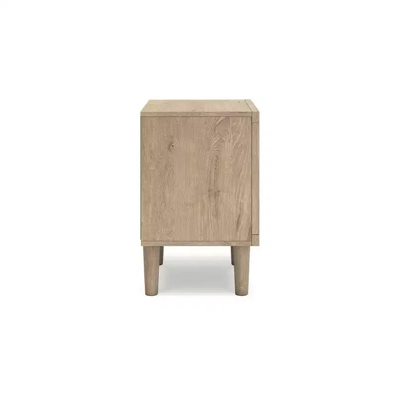 Comodino a 2 cassetti con porta di ricarica USB, marrone bicolore