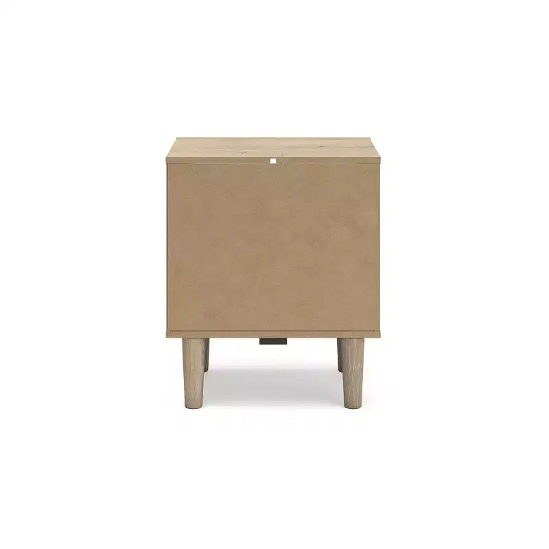 Comodino a 2 cassetti con porta di ricarica USB, marrone bicolore