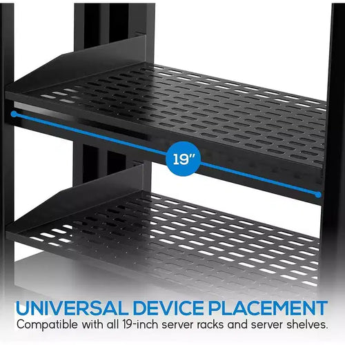 Mensola per Server Rack 1U x 2, in Acciaio, Compatibile con Rack da 19", 25,4 cm L x 26,9 cm P