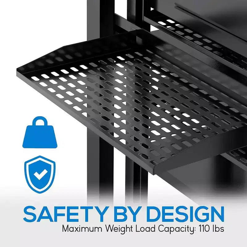 Mensola per Server Rack 1U x 2, in Acciaio, Compatibile con Rack da 19", 25,4 cm L x 26,9 cm P