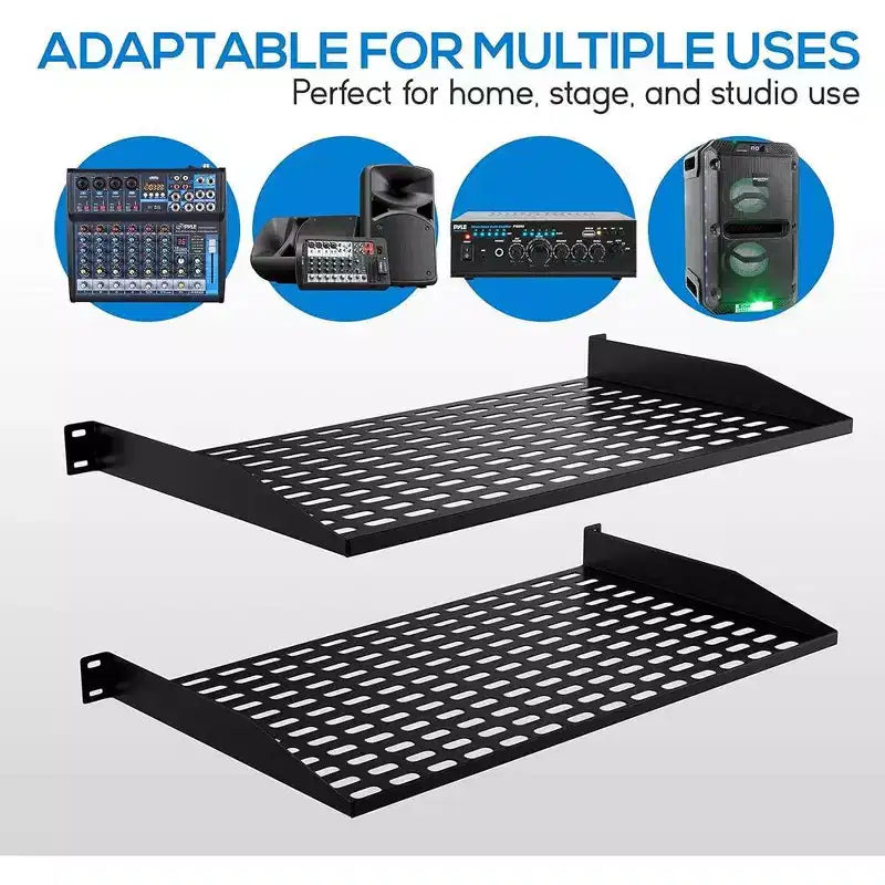 Mensola per Server Rack 1U x 2, in Acciaio, Compatibile con Rack da 19", 25,4 cm L x 26,9 cm P
