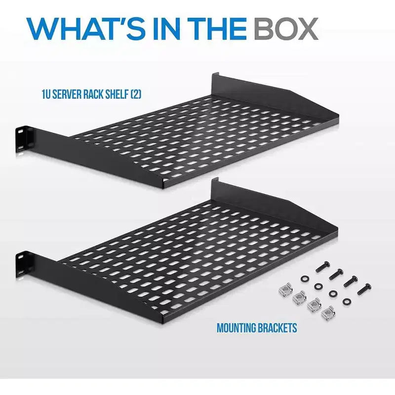 Mensola per Server Rack 1U x 2, in Acciaio, Compatibile con Rack da 19", 25,4 cm L x 26,9 cm P