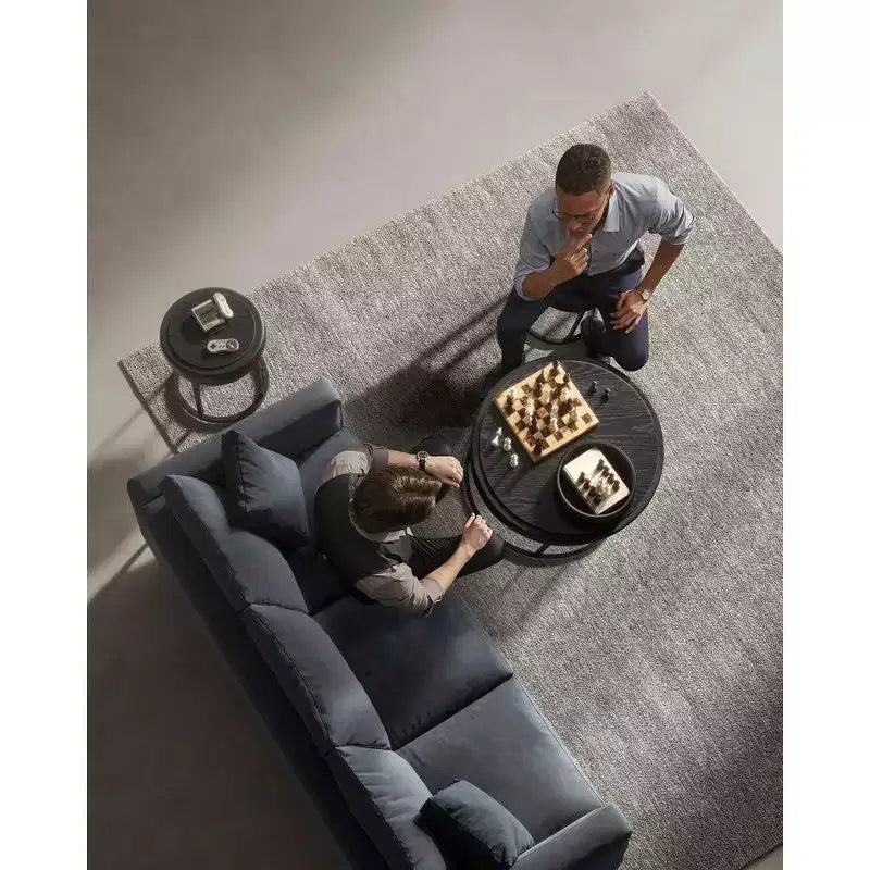 Poggiapiedi rotondo in stile ottomano con coperchio reversibile e vano contenitore, 40 cm (diametro) x 40 cm (altezza)
