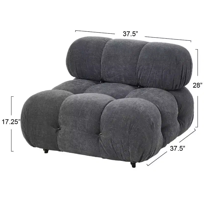 Poltrona d'accento imbottita con ruote, 96 cm L x 71 cm H, telaio in acciaio