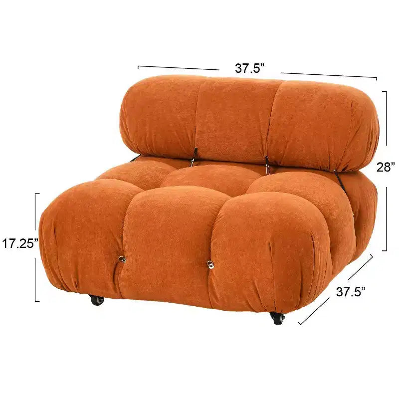 Poltrona d'accento imbottita con ruote, 96 cm L x 71 cm H, telaio in acciaio