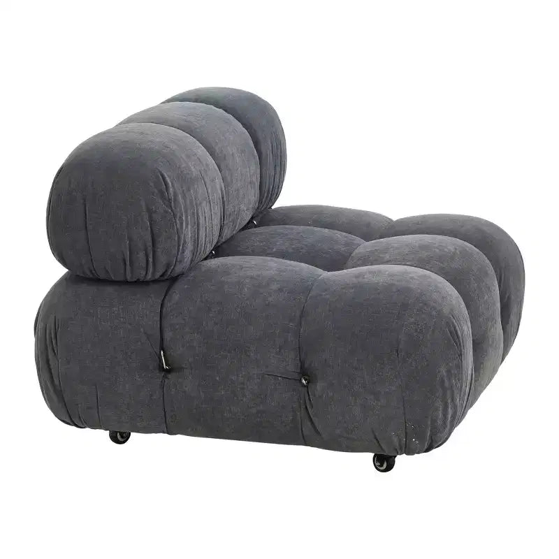 Poltrona d'accento imbottita con ruote, 96 cm L x 71 cm H, telaio in acciaio