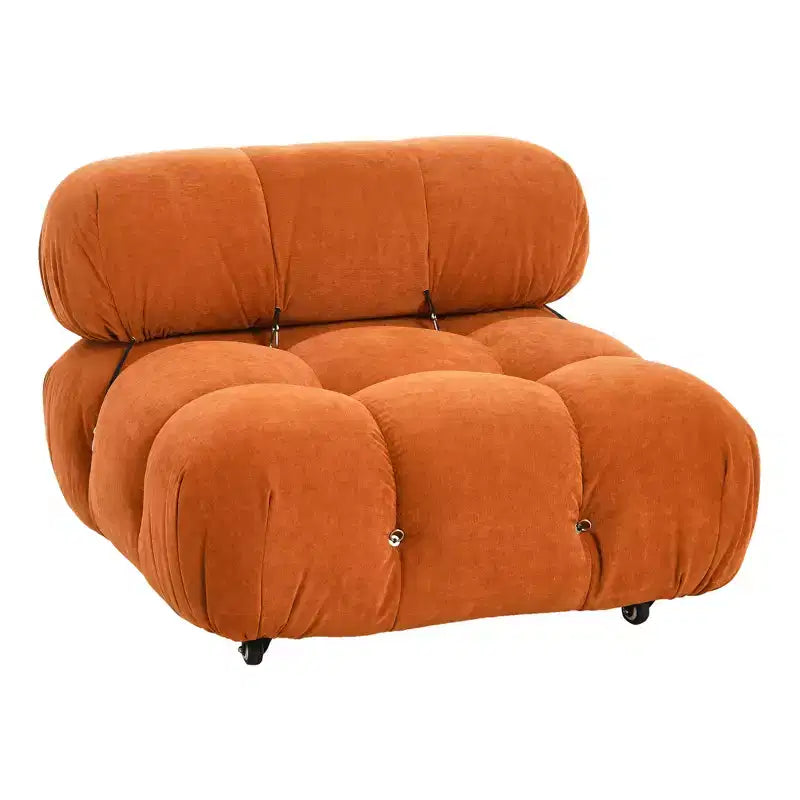 Poltrona d'accento imbottita con ruote, 96 cm L x 71 cm H, telaio in acciaio