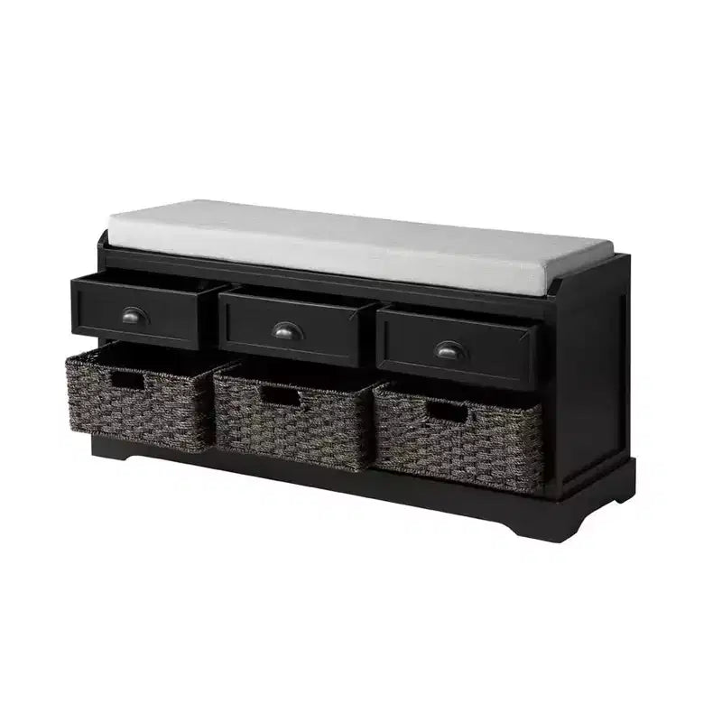 Panca contenitore da ingresso con 3 cassetti e 3 cesti, 111,8 cm L x 51,3 cm A x 34,8 cm P