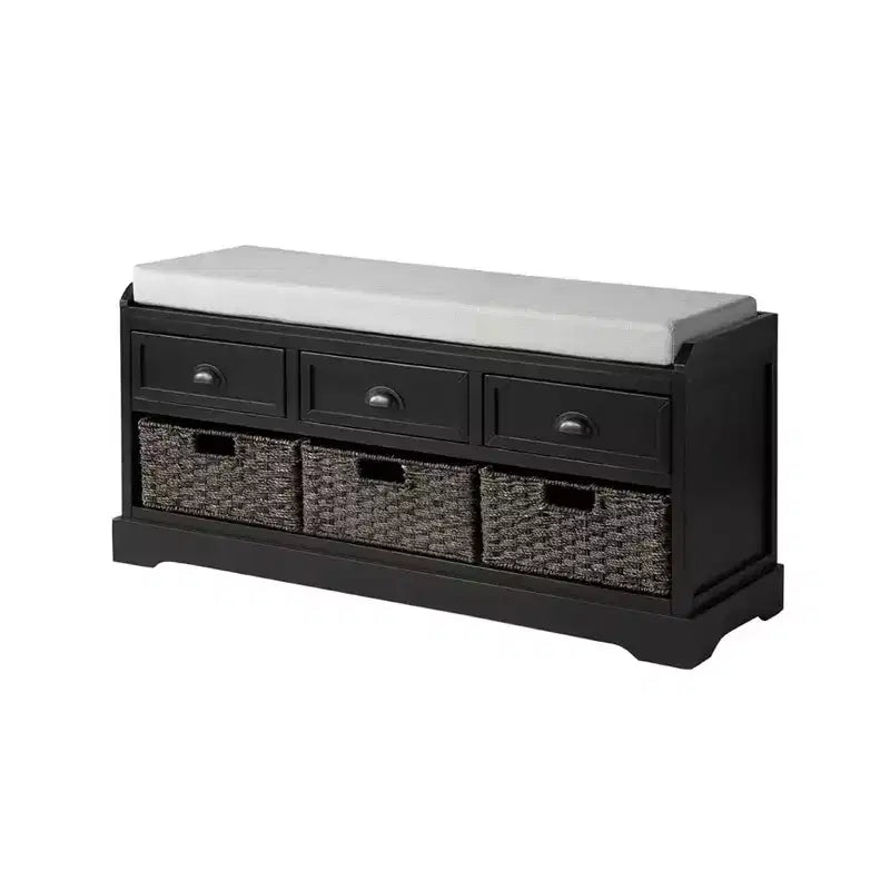 Panca contenitore da ingresso con 3 cassetti e 3 cesti, 111,8 cm L x 51,3 cm A x 34,8 cm P