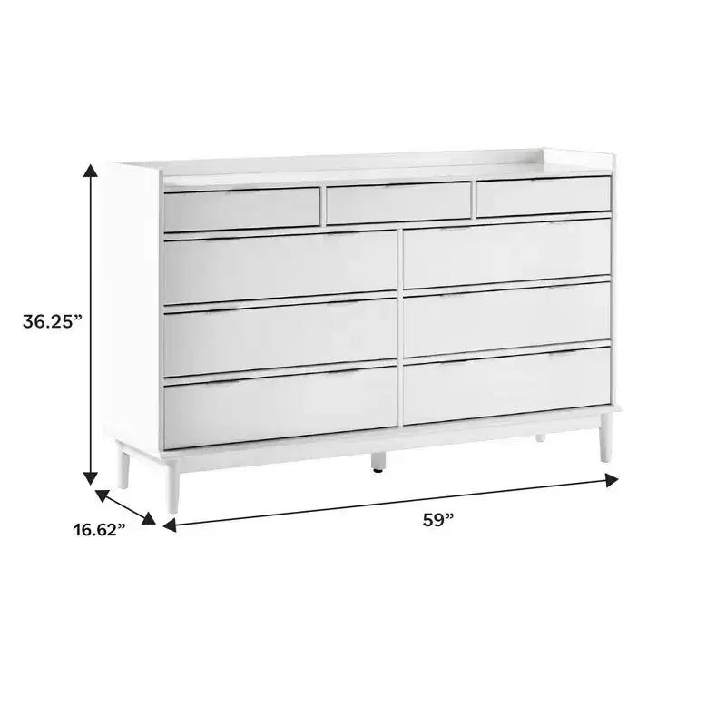 Cassettiera orizzontale Mid-Century Modern a 9 cassetti, 148,8 cm L x 92,2 cm A x 42,2 cm P