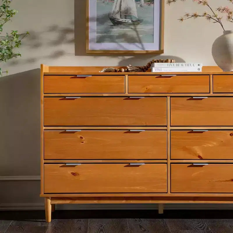 Cassettiera orizzontale Mid-Century Modern a 9 cassetti, 148,8 cm L x 92,2 cm A x 42,2 cm P