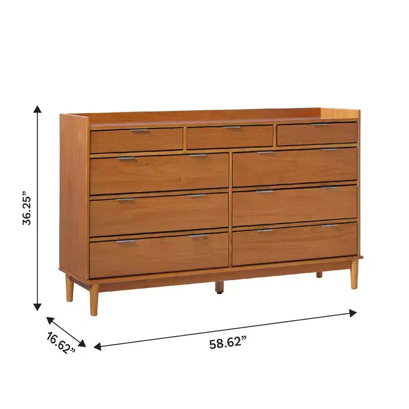 Cassettiera orizzontale Mid-Century Modern a 9 cassetti, 148,8 cm L x 92,2 cm A x 42,2 cm P