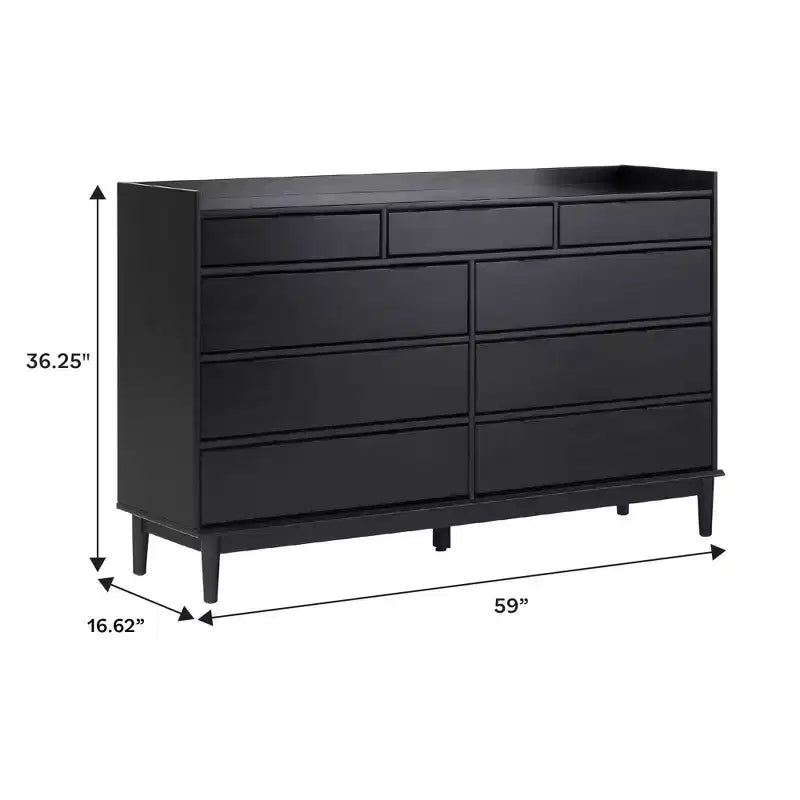 Cassettiera orizzontale Mid-Century Modern a 9 cassetti, 148,8 cm L x 92,2 cm A x 42,2 cm P