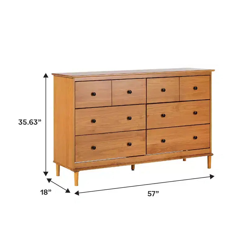 Cassettiera orizzontale Mid-Century Modern a 6 cassetti, 145 cm L x 90 cm A x 46 cm P