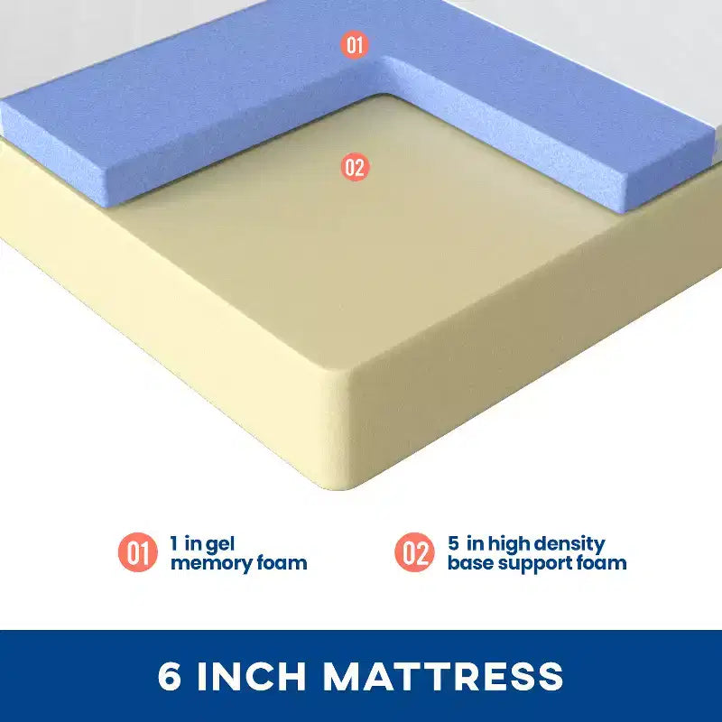 Materasso in memory foam con gel da 6 pollici, certificato CertiPUR-US, rigidità media