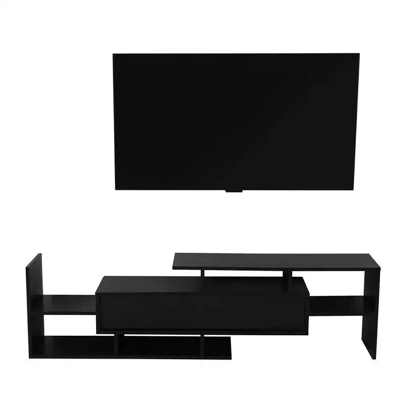 Mobile TV moderno con ripiani aperti in MDF e libreria, Console multimediale