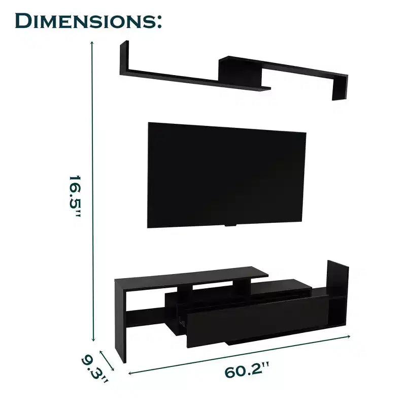 Mobile TV moderno con ripiani aperti in MDF e libreria, Console multimediale