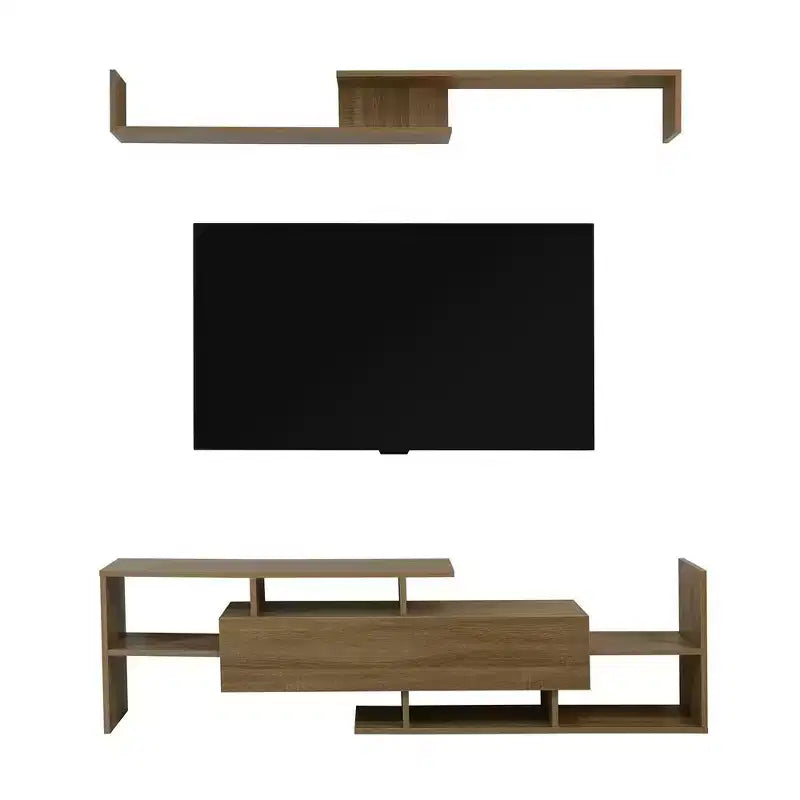Mobile TV moderno con ripiani aperti in MDF e libreria, Console multimediale