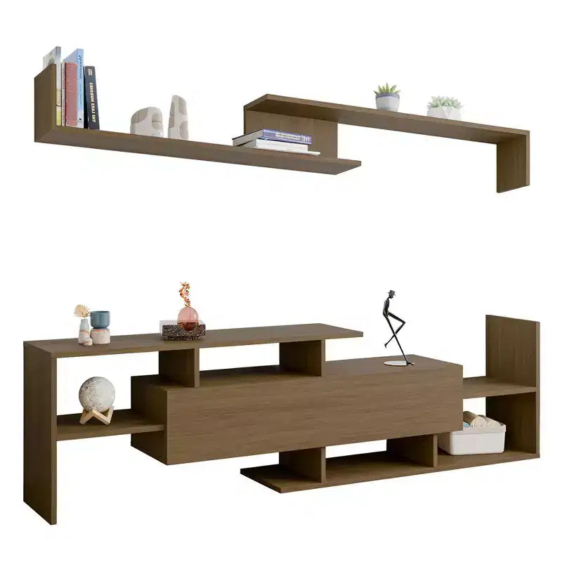 Mobile TV moderno con ripiani aperti in MDF e libreria, Console multimediale