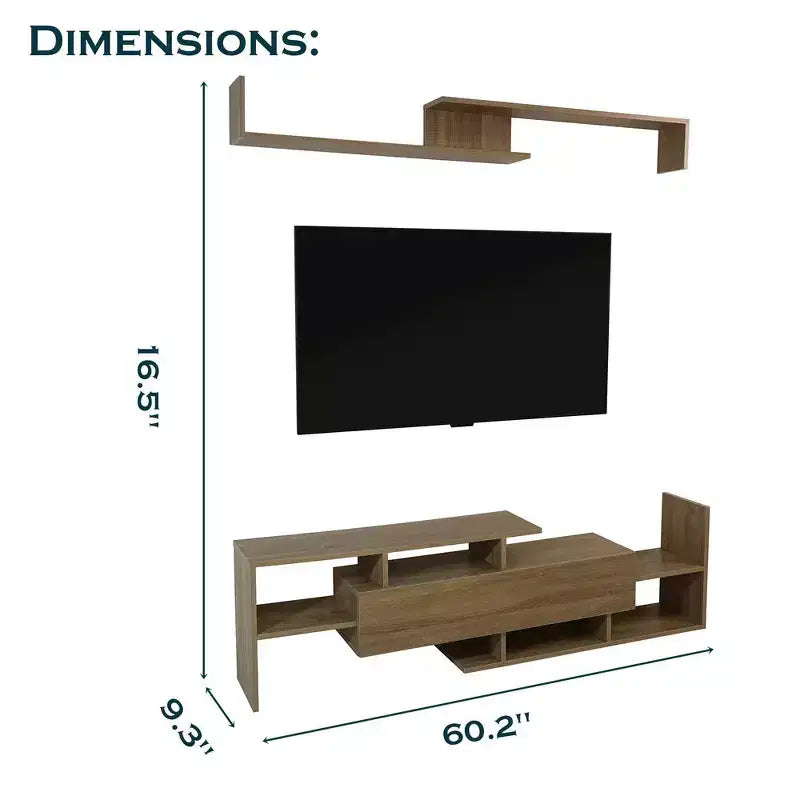Mobile TV moderno con ripiani aperti in MDF e libreria, Console multimediale
