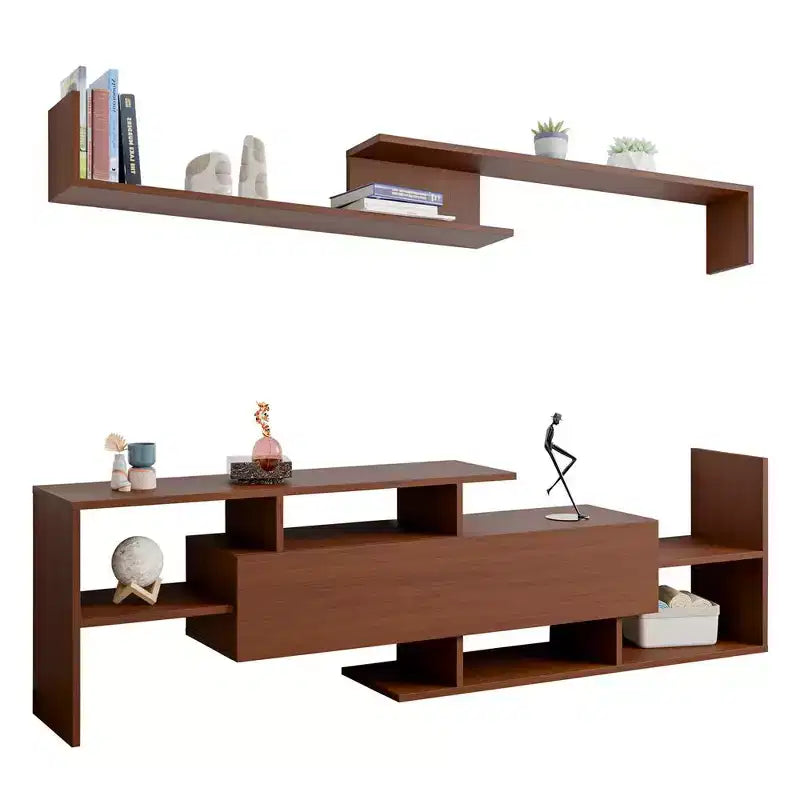 Mobile TV moderno con ripiani aperti in MDF e libreria, Console multimediale