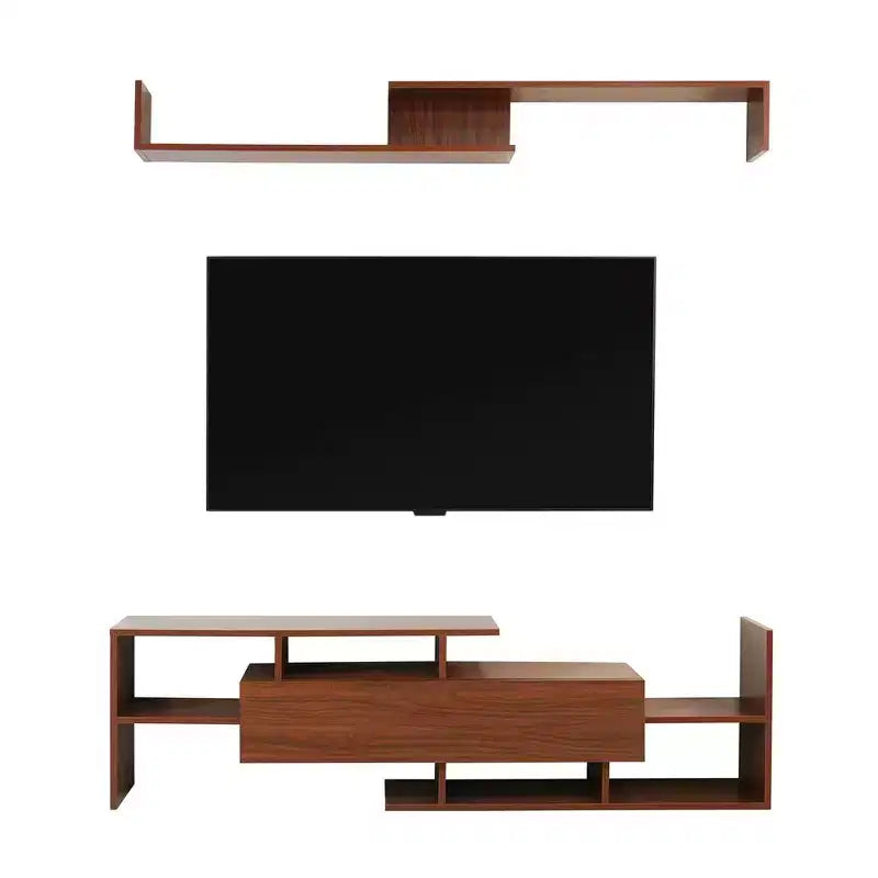 Mobile TV moderno con ripiani aperti in MDF e libreria, Console multimediale