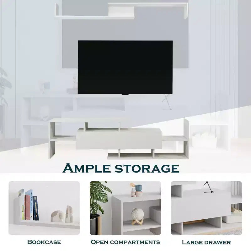 Mobile TV moderno con ripiani aperti in MDF e libreria, Console multimediale
