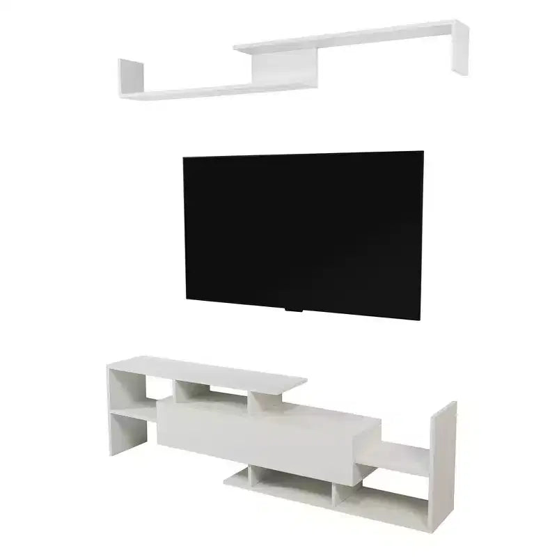 Mobile TV moderno con ripiani aperti in MDF e libreria, Console multimediale