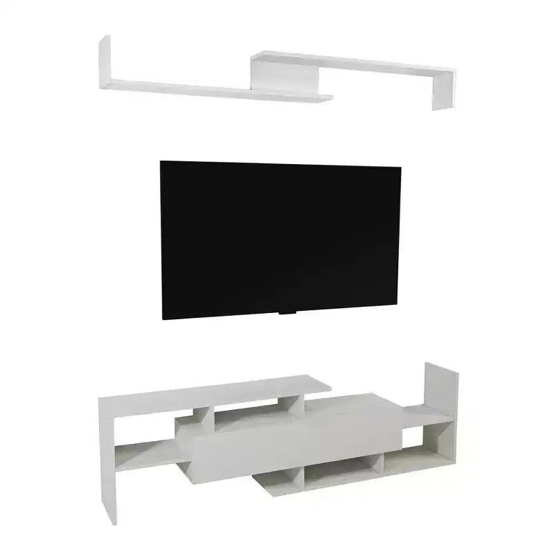 Mobile TV moderno con ripiani aperti in MDF e libreria, Console multimediale