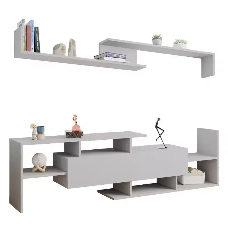 Mobile TV moderno con ripiani aperti in MDF e libreria, Console multimediale