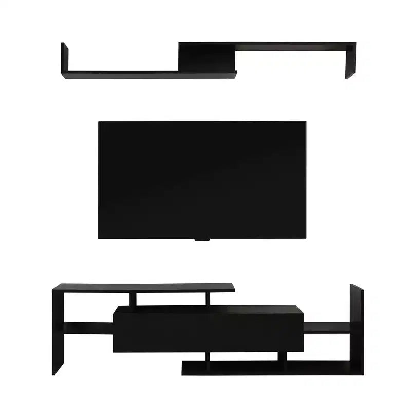 Mobile TV moderno con ripiani aperti in MDF e libreria, Console multimediale