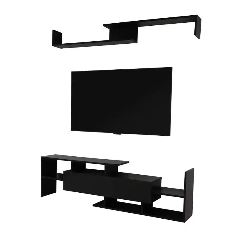 Mobile TV moderno con ripiani aperti in MDF e libreria, Console multimediale