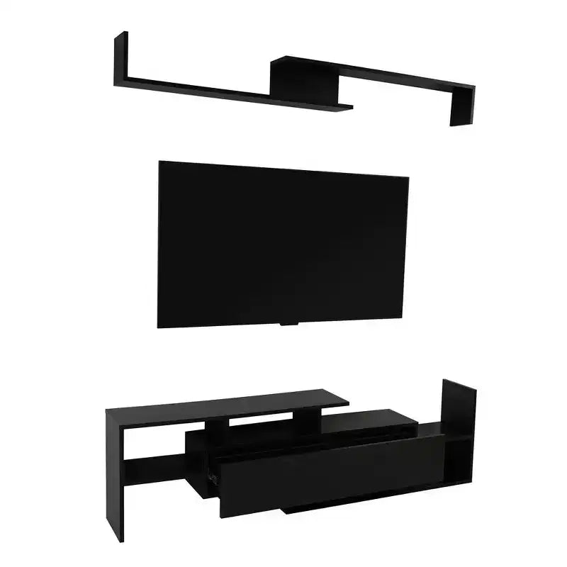 Mobile TV moderno con ripiani aperti in MDF e libreria, Console multimediale
