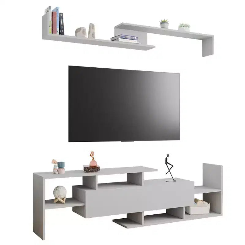 Mobile TV moderno con ripiani aperti in MDF e libreria, Console multimediale