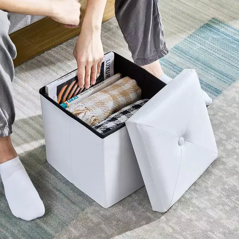 Panca Contenitore Ottomana Pieghevole con Coperchio, Capacità 300 kg