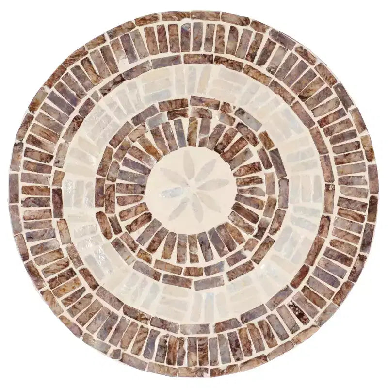 Tavolino Rotondo d'Appoggio, Bianco e Oro, Base Cilindrica