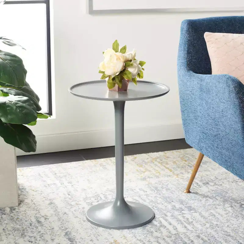 Tavolino rotondo Art Déco, elegante struttura in metallo