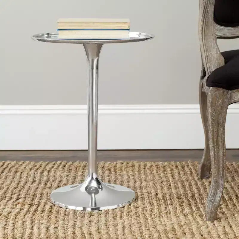 Tavolino rotondo Art Déco, elegante struttura in metallo