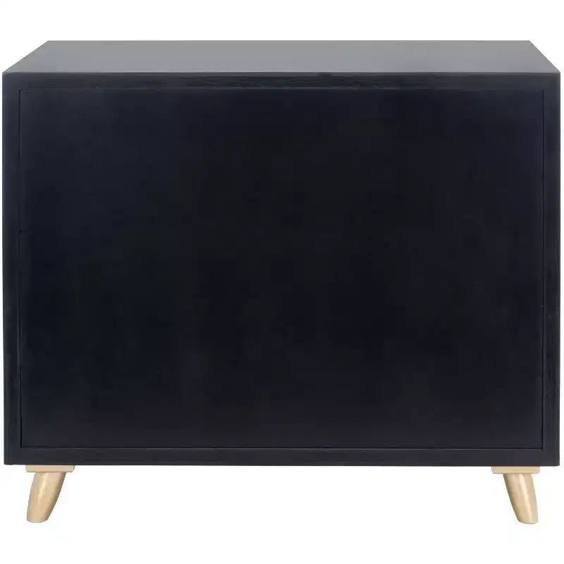 Cassettiera a 3 cassetti, nera e oro, stile moderno