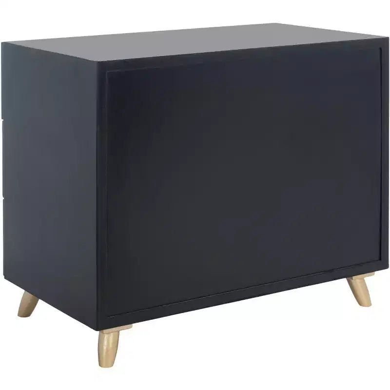 Cassettiera a 3 cassetti, nera e oro, stile moderno