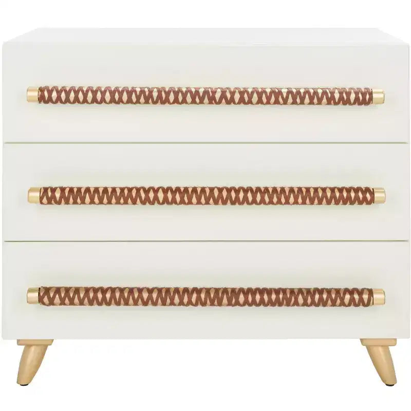 Cassettiera a 3 cassetti, nera e oro, stile moderno