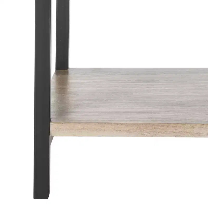 Libreria Etagere aperta, impiallacciatura in rovere e telaio in ferro nero
