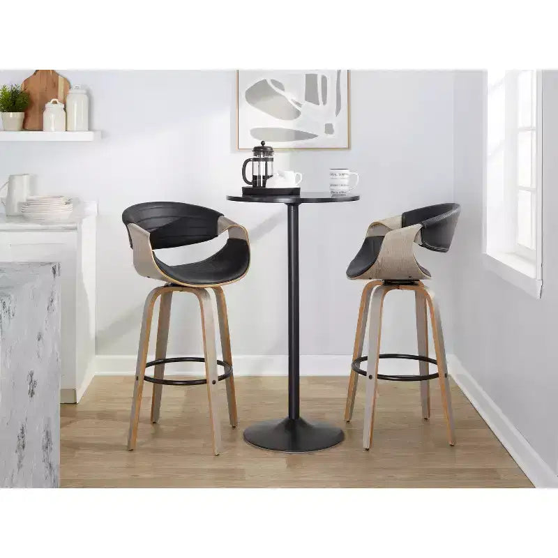 Set di 2 sgabelli da bar girevoli con schienale e braccioli, altezza seduta 76 cm, similpelle